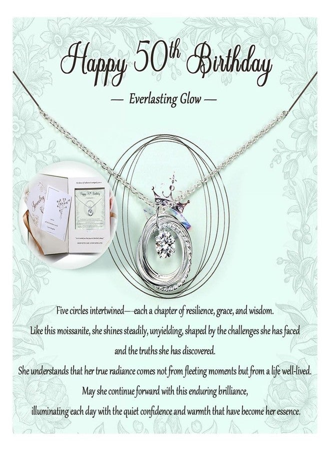 Krfy Birthday Gifts for Women Unique - 925 Sterling Silver Necklace with Moissanite 50th Birthday Gifts for Women 50 Years Old Birthday Card Present for Her Mom Wife Friend Female Turning 50s - Image 1
